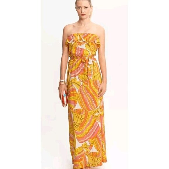 Trina Turk for Banana Republic  Women Dress Silk strapless Multicolor Size 8 - Picture 2 of 10